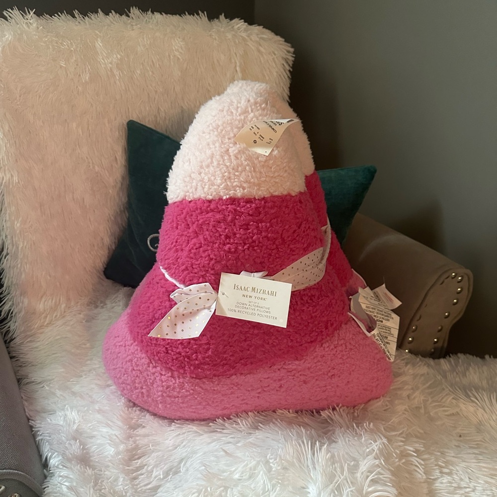 Set of 2 Pink Tri-Color Candy Corn Pillows by Issac Mizrahi 2024 Release VHTF